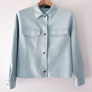 Zara - Faux Suede Overshirt (Sky Blue)